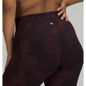 Lululemon Align HR Pant 25" Black Pockets Size 6 Diamond Dye Cassis Black